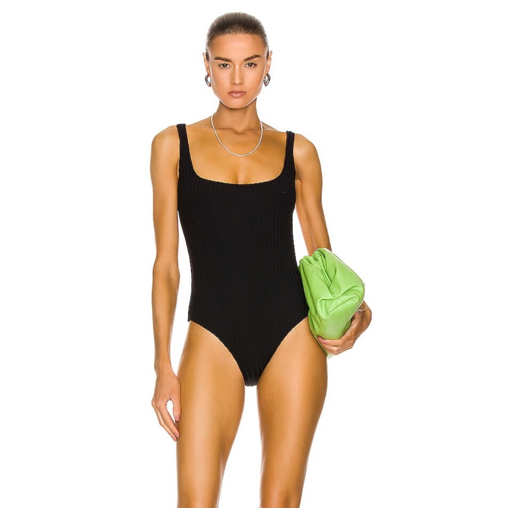FWRD Matthew Bruch Anna Black One Piece Swimsuit Ribbed Black Low Back 1 S